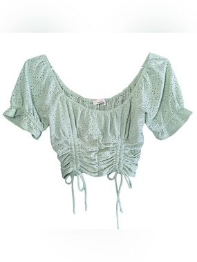URBAN Romantics Mint Eyelet Ruched Crop Top Size M